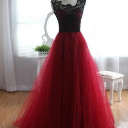 Black And Red Long Prom Dresses 2018,black Lace..