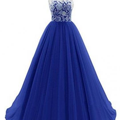 Royal blue puffy top prom dresses