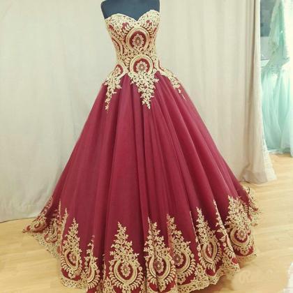 Charming Burgundy Prom Dress,ball Gown Prom..