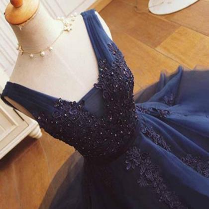 Navy Lace Homecoming Dresses, Tulle Homecoming..