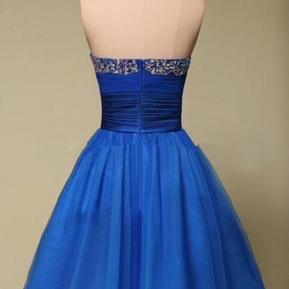 2018 Sexy Short Royal Blue Organza Prom Dress ,..