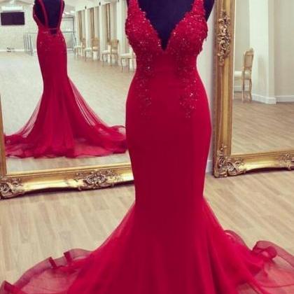 Charming Prom Dress,sexy Mermaid Prom Dress, Tulle..