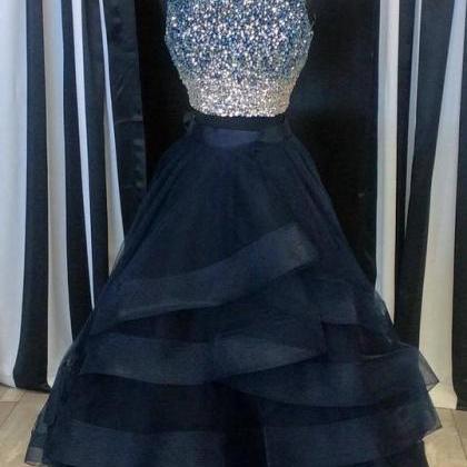 Scoop Neck Tulle Prom Dresses, Crystals Women..