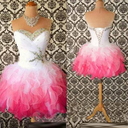 2018 Plus Size Crystal Beaded Short Prom Dresses..
