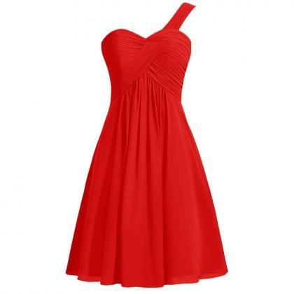 Red Chiffon Ruffle Short Bridesmaid Dresses Plus..