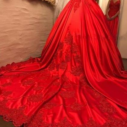 Elegant Red Prom Dresses , Chic V-neck Ball Gowns..