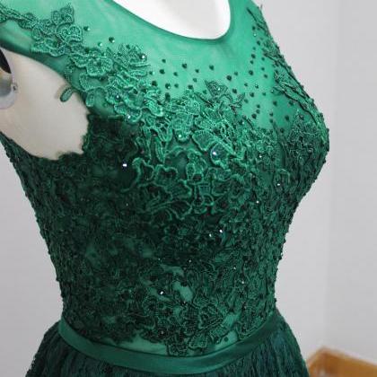Plus Size Green Lace Prom Dresses 2018 Sexy Sheer..