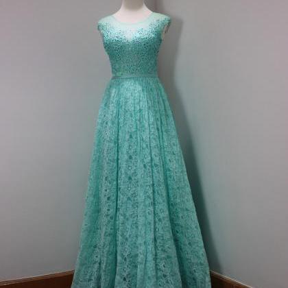 Plus Size Light Green Lace Prom Dresses 2018 Sexy..