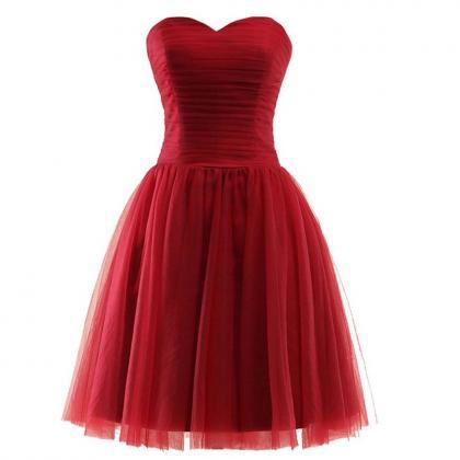 Vintage Red Chiffon Bridesmaid Dresses Prom..