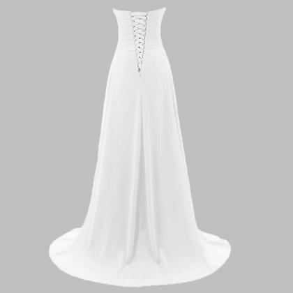 Plus Size White Chiffon Long Prom Dresses Off..