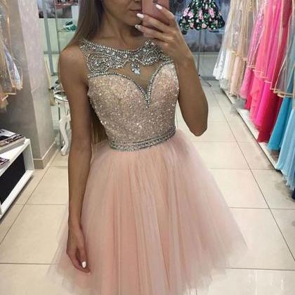 homecoming dresses,pink tulle short..