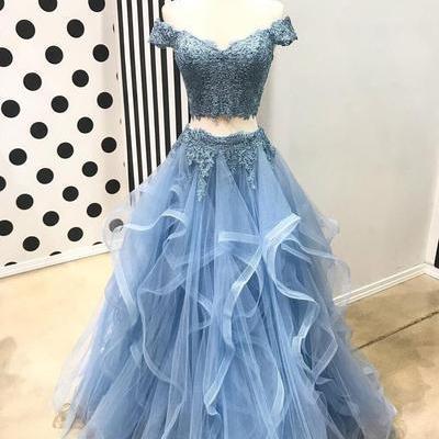 Two Pieces Prom Dresses 2018 Custom Made Wedding..