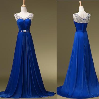 2018 Plus Size Beaded Prom Dresses 2018 Royal Blue..