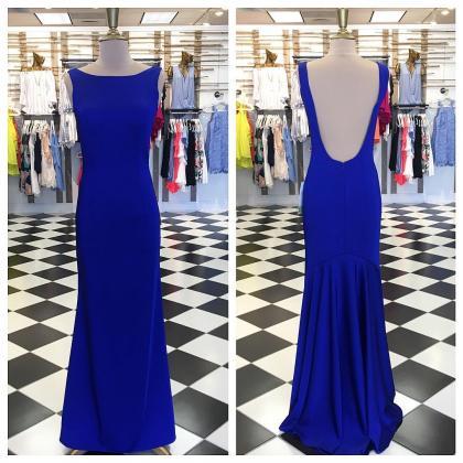 Simply Elegant Royal Blue Mermaid Long Prom Dress..