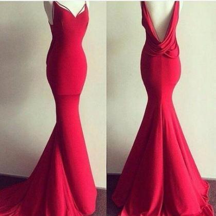 Red Long Prom Dress, 2018 Mermaid Long Prom Dress,..