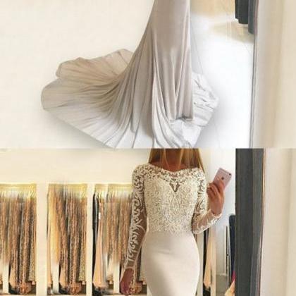 Mermaid Ivory Prom Evening Dresses With Long..