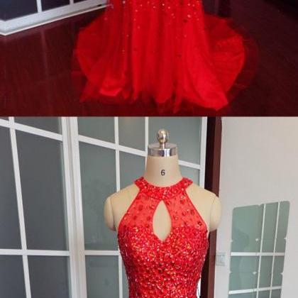 Luxurious Red Crystal Beaded Mermaid Hater Prom..