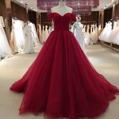 Sexy Off Shoulder Sleeves Prom Dress,ball Gown..