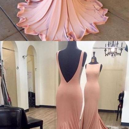 Gorgeous Blush Pink Prom Dress,jersey Mermaid Prom..