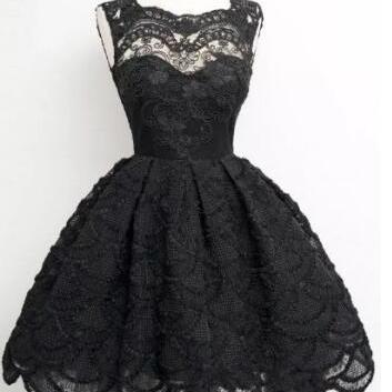 Black Lace Homecoming Party Dresses Zipper Back..