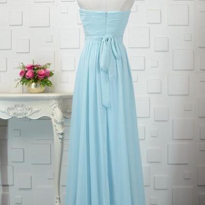 Light Blue Floor Length Bridesmaid Dresses, Simple..