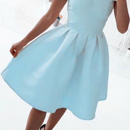Off Shoulder Simple Light Blue Party Dress, Simple..
