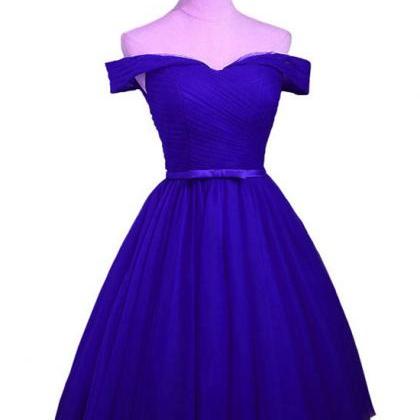 Royal Blue Knee Length Formal Dress, Blue Party..