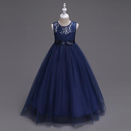 Navy Blue Lace Flower Girls Dresses, Girls Gowns ,..