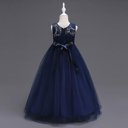 Navy Blue Lace Flower Girls Dresses, Girls Gowns ,..
