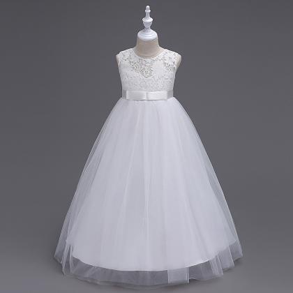 White Lace Flower Girls Dresses, Girls Gowns ,..