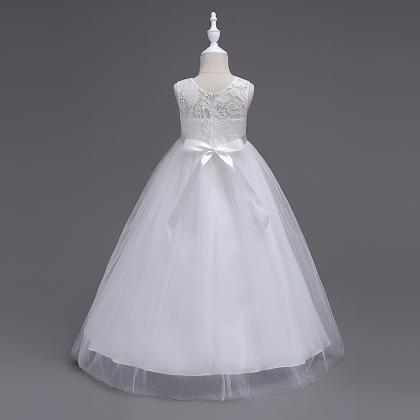 White Lace Flower Girls Dresses, Girls Gowns ,..