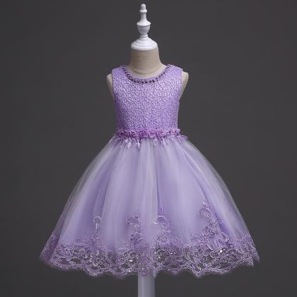 Lavender Flower Girls Dresses , Short Child Gowns..