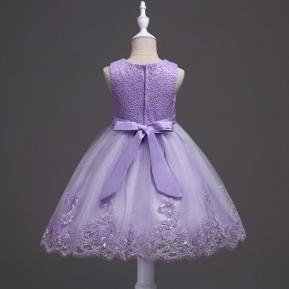 Lavender Flower Girls Dresses , Short Child Gowns..