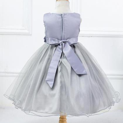 Silver Sequined Corset Short Flower Girls Dresses..