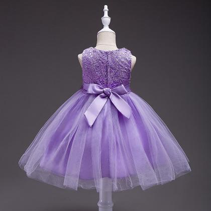 Lace Wedding Flower Dresses,purple Tulle Short..