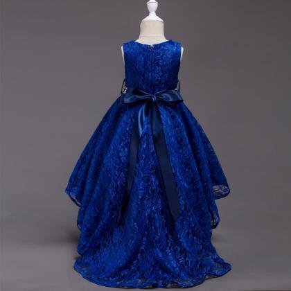 Flower Girls Dresses, Royal Blue Lace Wedding..