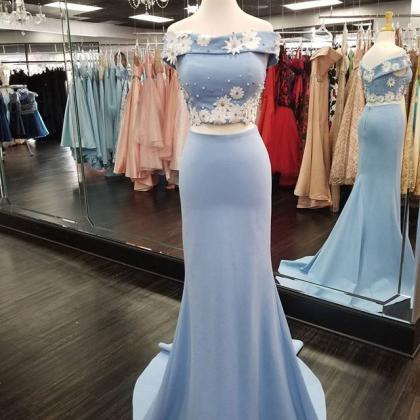 Charming Prom Dress, Blue Evening Dress, Sexy Long..