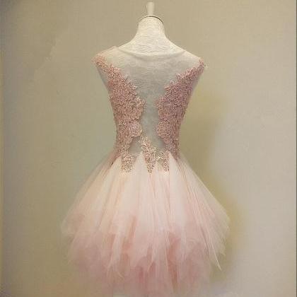 Sweet Pink Short Homecoming Dress, Vintage Tulle..