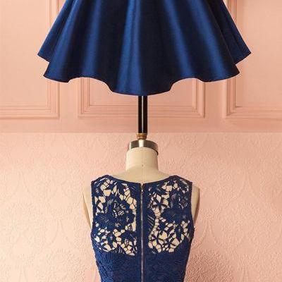 Navy Blue Lace homecoming dresses,h..