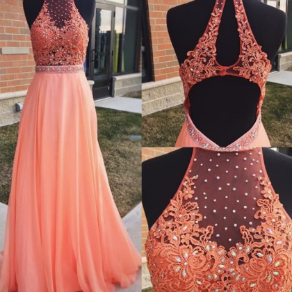 Long,prom Dresses ,high Neck Evening Dress,lace..