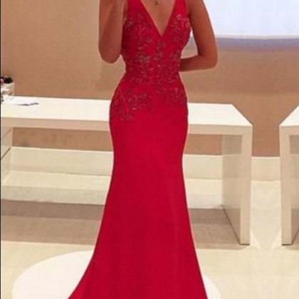 Plus Size Red Evening Gowns . Sexy Long Mermaid..
