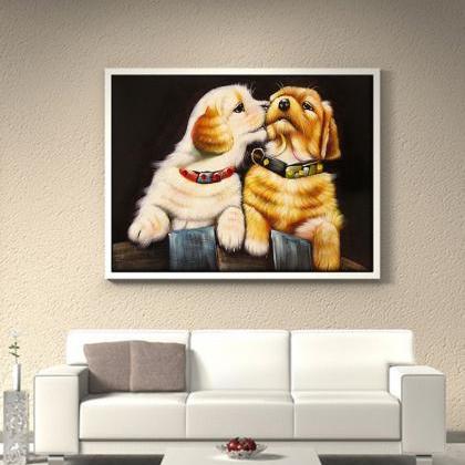 Size 30 X 40 Cm Full,diamond Embroidery, Dogs..
