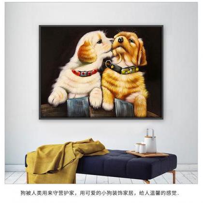 Size 30 X 40 Cm Full,diamond Embroidery, Dogs..
