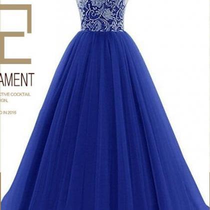 Blue Tulle Wedding Bridesmaid Dress Ball Gowns..
