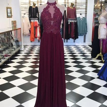A Line Prom Dresses, Formal Women Gowns . Burgundy..