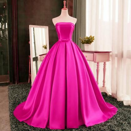 Fuchsia Pricess Prom Dress,modest Prom Dress,red..