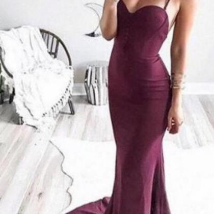 Sexy Burgundy Mermaid Prom Dresses. 2018 Off..