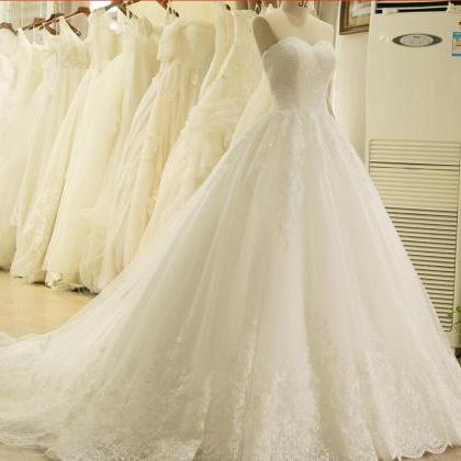 White Lace Pricess Wedding Dresses Ball Gowns..