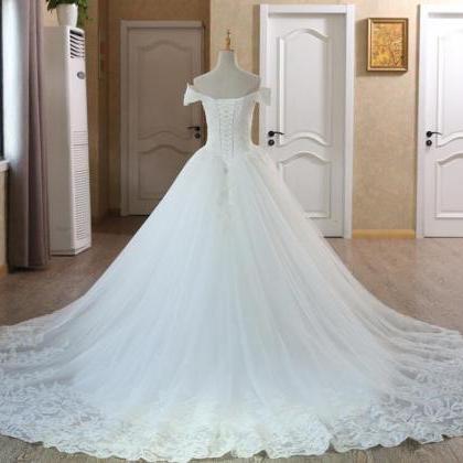 Luxury White Lace Ball Gowns Wedding Dresses..