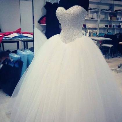 Luxury Beaded Crystal Corset Pricess Wedding..